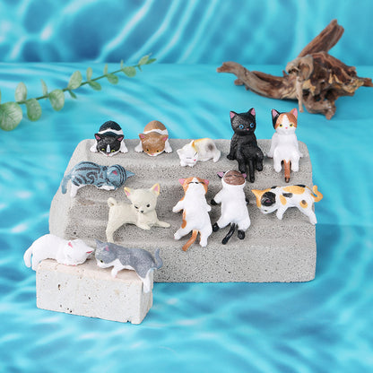 13PCS Mini Cat Figurines - Cute Cartoon Desk Decor