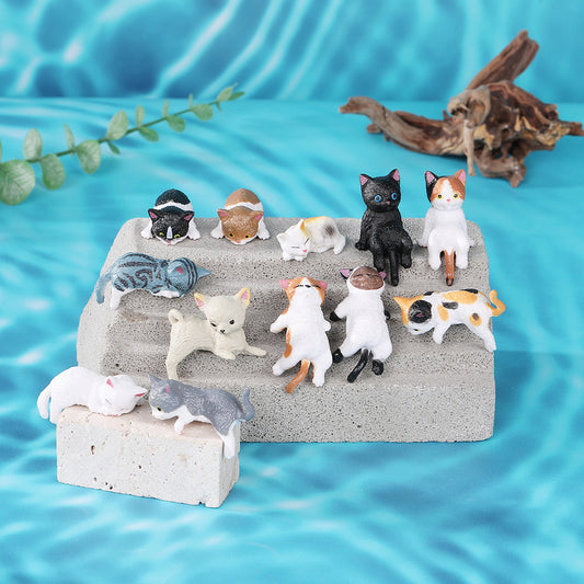 13PCS Mini Cat Figurines - Cute Cartoon Desk Decor