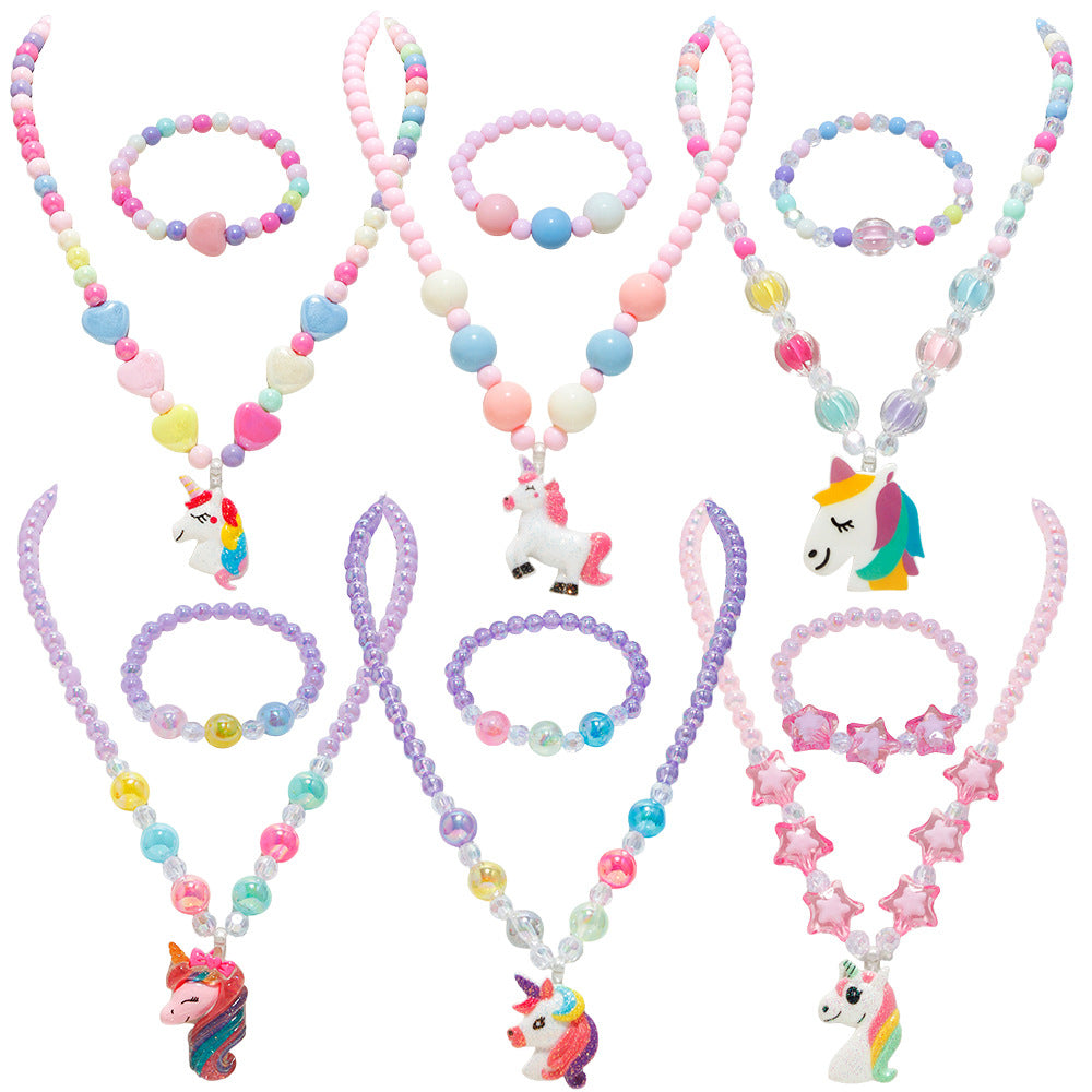 🎉The Best Gift For Girl-🎀Kids Classic Jewelry 📿- 6 Sets of Beaded Necklaces & Bracelets