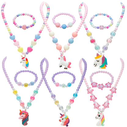 🎉The Best Gift For Girl-🎀Kids Classic Jewelry 📿- 6 Sets of Beaded Necklaces & Bracelets