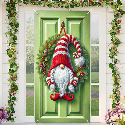 Christmas Door Covers, Decorative Bow Bell Wreath Christmas Door Wraps