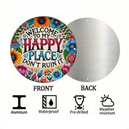 Vintage Wall Sign "Welcome to My Happy Place Don't Ruin It"
