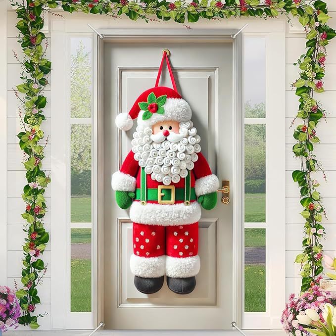 Christmas Door Covers, Decorative Bow Bell Wreath Christmas Door Wraps
