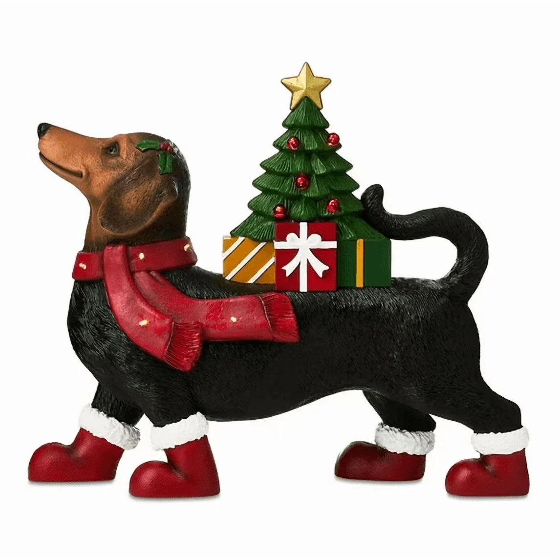 Lighted Dachshund Christmas Sculpture