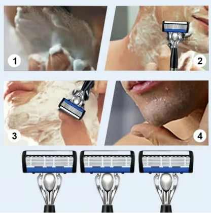 48-Piece Men's Razor Blade Replacement Set with Free Handle - Ultra Sharp Stainless Steel Blades for Smooth Shaving