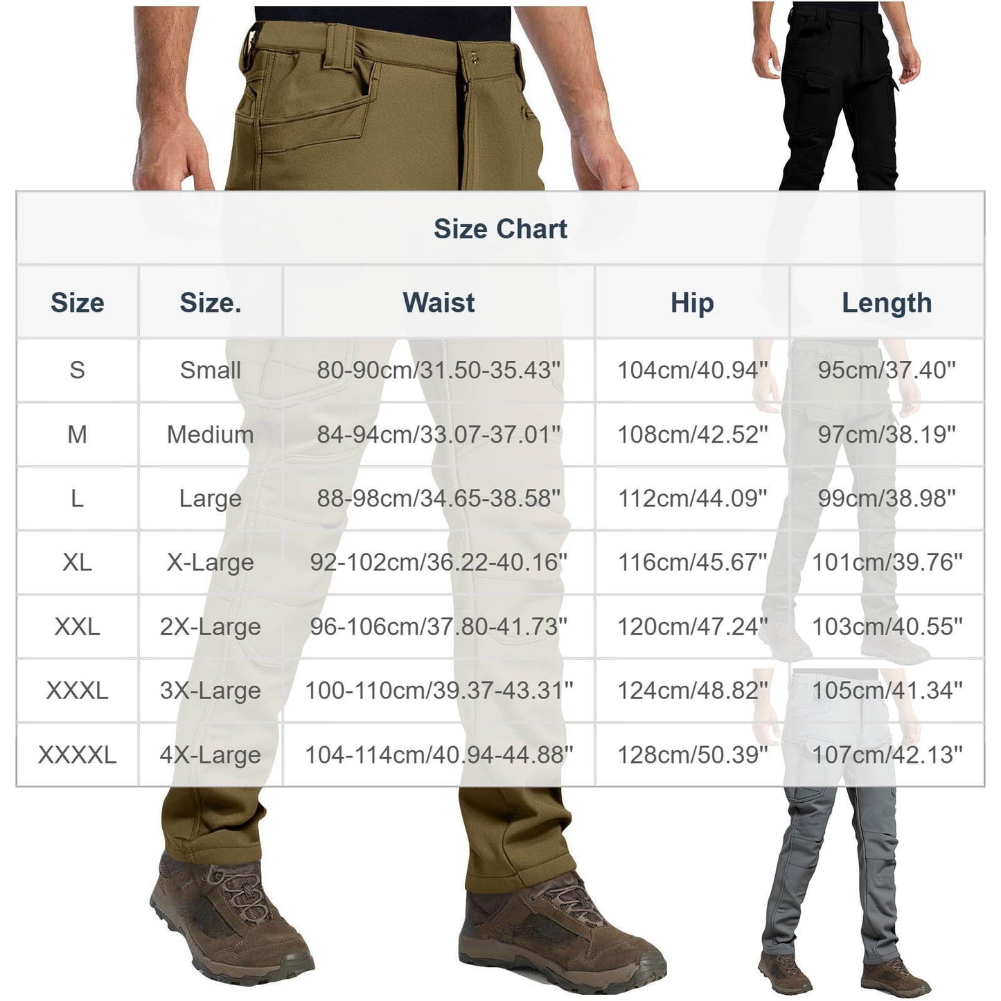 🔥Men’s Fleece-Lined Tactical Outdoor Pants – Windproof & Warm(Belt-Free, Multi-Pocket, Regular Fit)