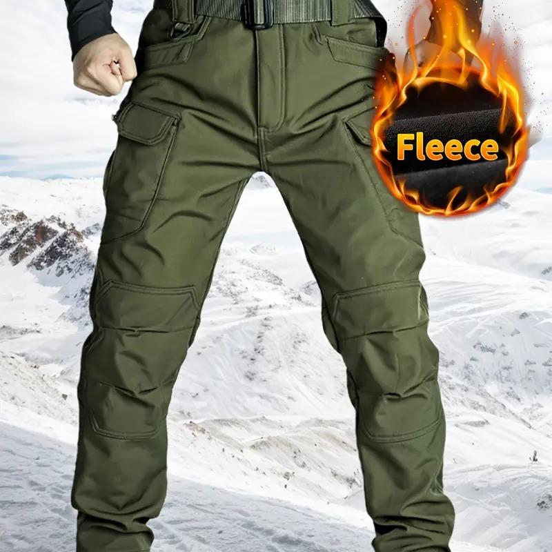 🔥Men’s Fleece-Lined Tactical Outdoor Pants – Windproof & Warm(Belt-Free, Multi-Pocket, Regular Fit)