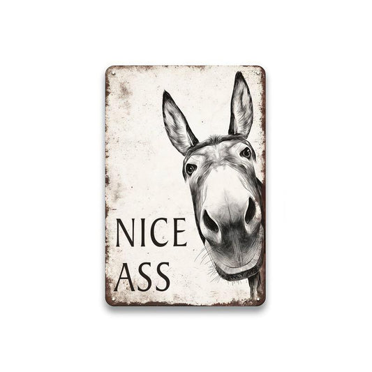 Funny Donkey "Nice Ass" Bathroom Art Sign