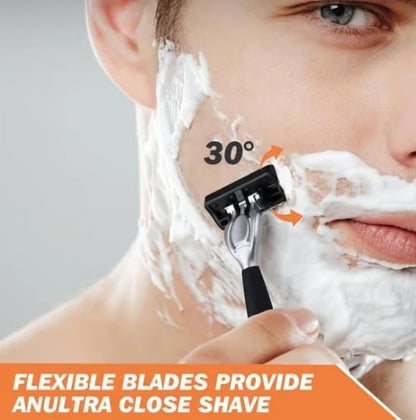 48-Piece Men's Razor Blade Replacement Set with Free Handle - Ultra Sharp Stainless Steel Blades for Smooth Shaving