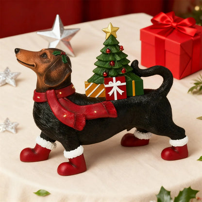 Lighted Dachshund Christmas Sculpture