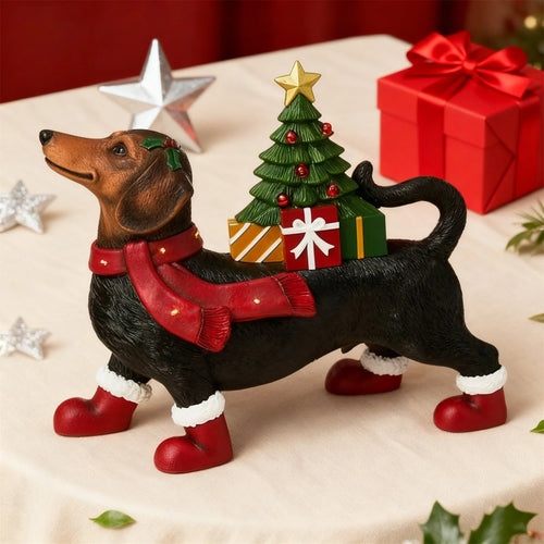 Lighted Dachshund Christmas Sculpture