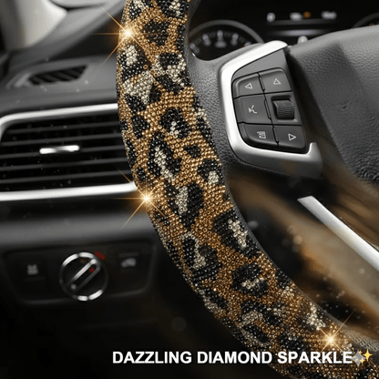 💎⭕Luxury Leopard Bling Rhinestone Steering Wheel Cover