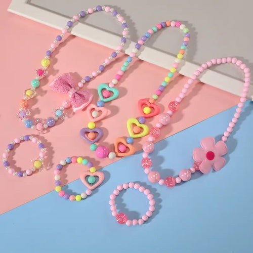 🎉The Best Gift For Girl-🎀Kids Classic Jewelry 📿- 6 Sets of Beaded Necklaces & Bracelets