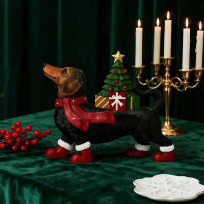 Lighted Dachshund Christmas Sculpture