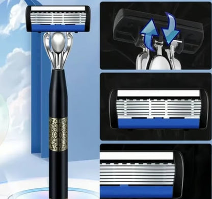 48-Piece Men's Razor Blade Replacement Set with Free Handle - Ultra Sharp Stainless Steel Blades for Smooth Shaving