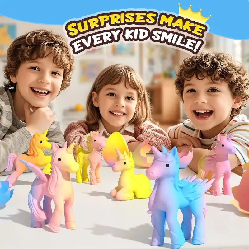 🦄6 Magical Unicorn Egg Toys 🌈 – Rainbow Hatching Eggs for Safe Fun, Perfect Xmas & Birthday Gifts 🎁