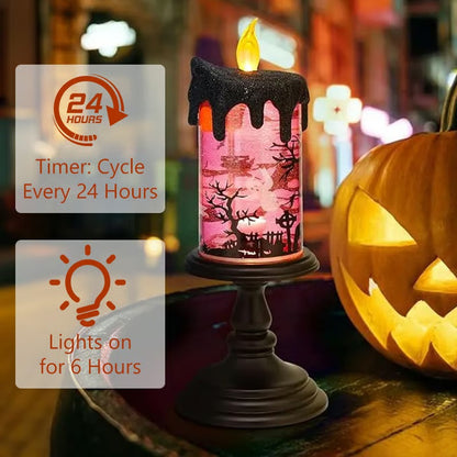 Halloween Snow Globe Flameless Candles Lamp