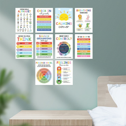12Pcs Calming Corner Posters✨ – Soothe Emotions & Boost Calm!💖📚