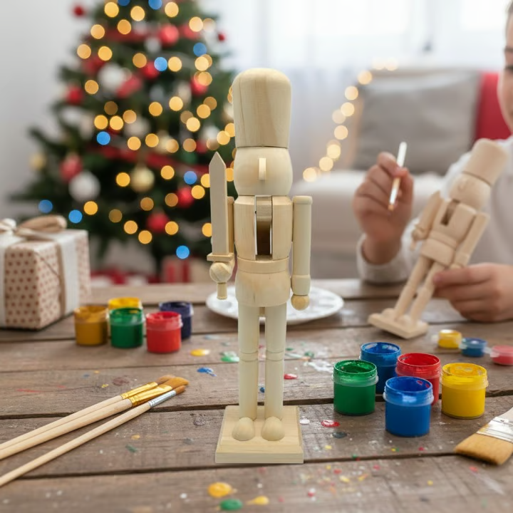 Christmas Unfinished Wooden Nutcrackers DIY Craft Kit (🎁FREE Paint Brushes & Paints)