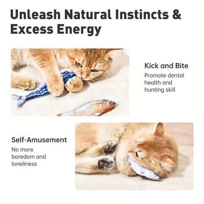 ⚡Super Fast Delivery⚡🐟 Realistic Flopping Fish Cat Toys – 3 Pack (Sardine / Saury / Yellow Croaker)