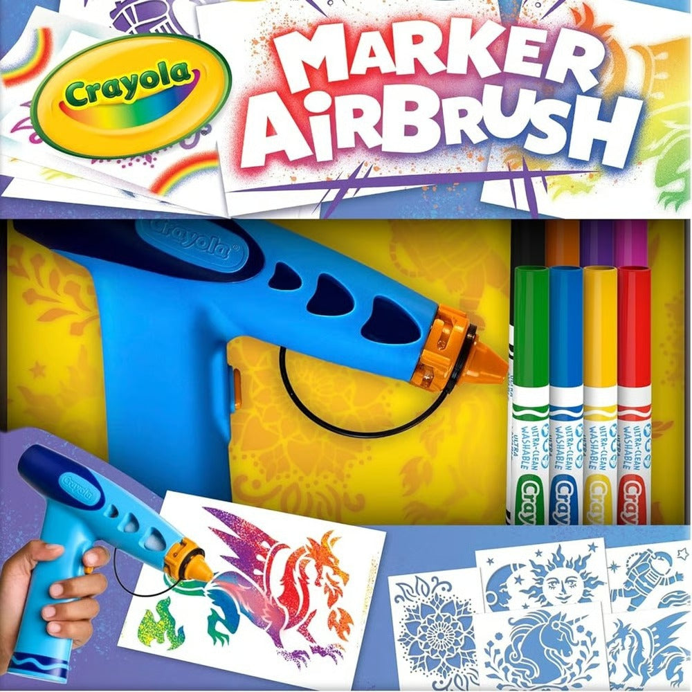 🎁Last Day Promotion 49% OFF🔥Marker Airbrush Spray DIY Craft Art Kit For Kids With 8 Washable Markers & 5 Stencils