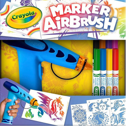 🎁Last Day Promotion 49% OFF🔥Marker Airbrush Spray DIY Craft Art Kit For Kids With 8 Washable Markers & 5 Stencils