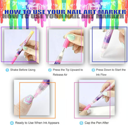🎨12 Colors Nail Art Pens Set