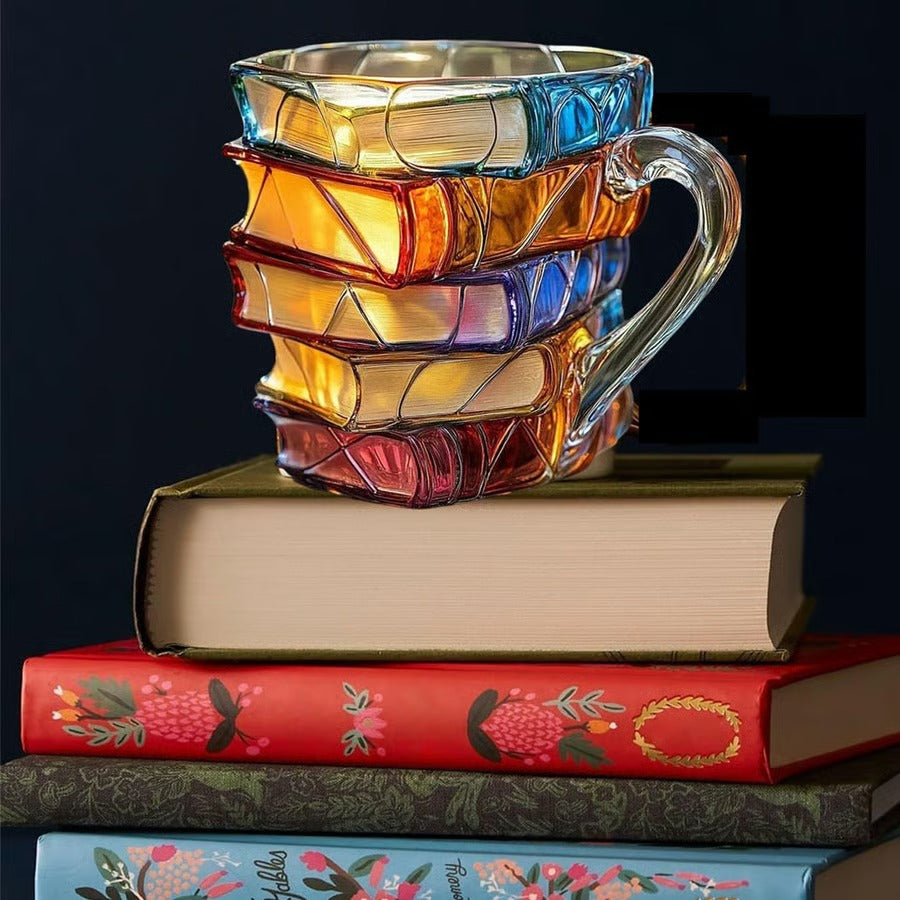 3D Painting Book Stack Glass Mug — Where Literature Meets Art in Your Morning Routine 📚☕