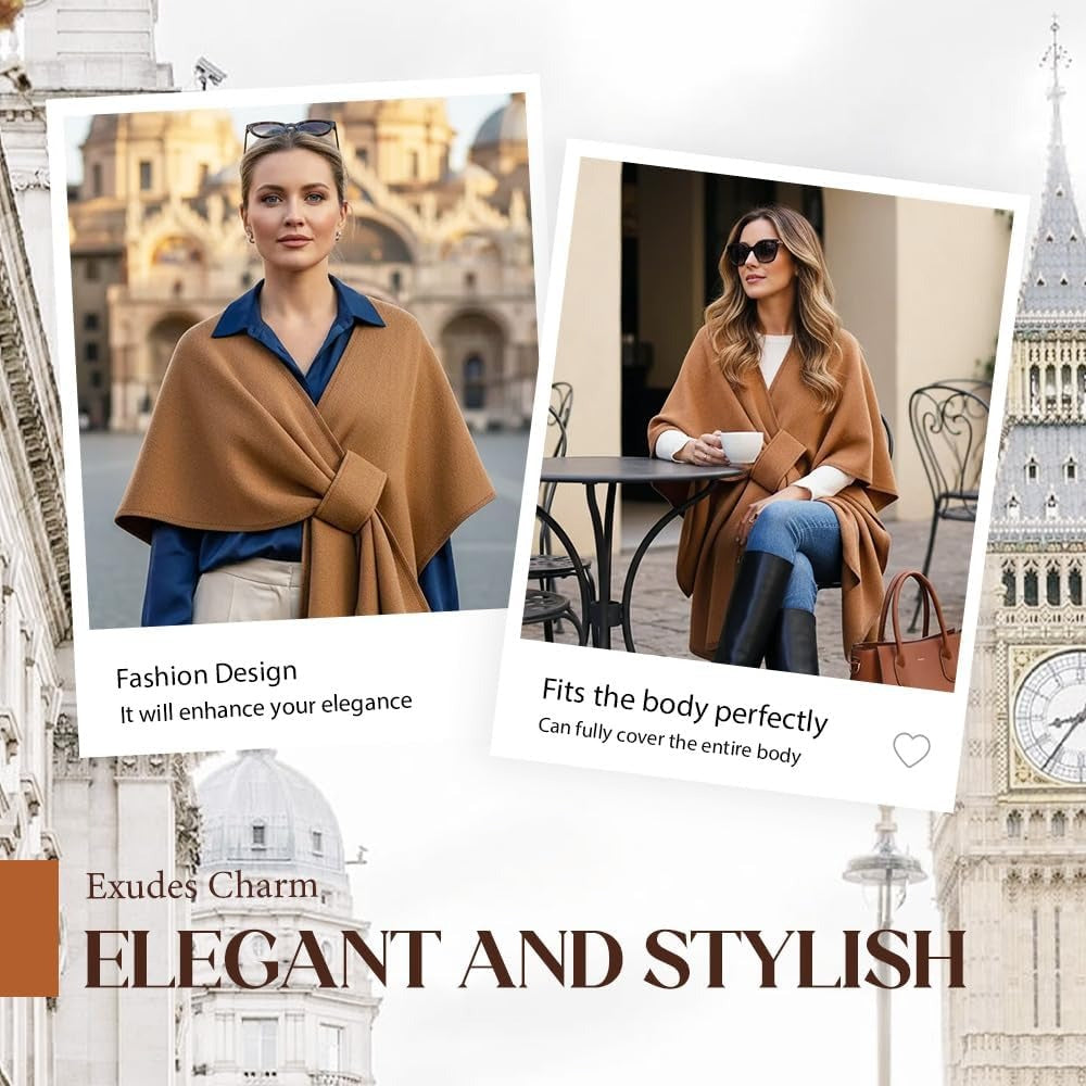 Elegant Wrap Shawl Soft Open Front Poncho Cape
