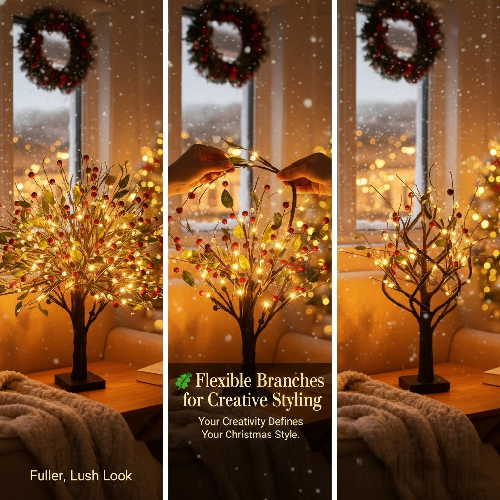 Christmas LED Red Berry Tree Lights