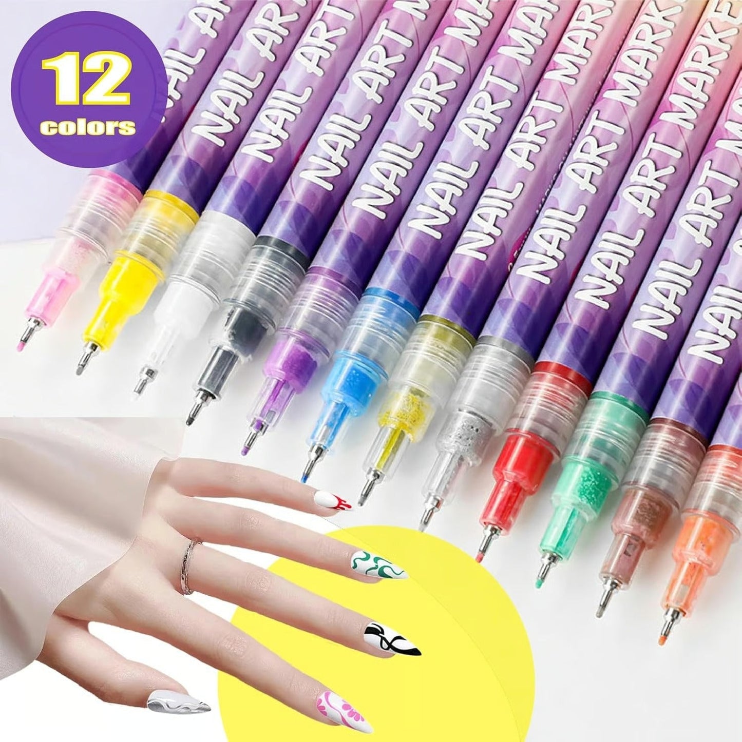 🎨12 Colors Nail Art Pens Set