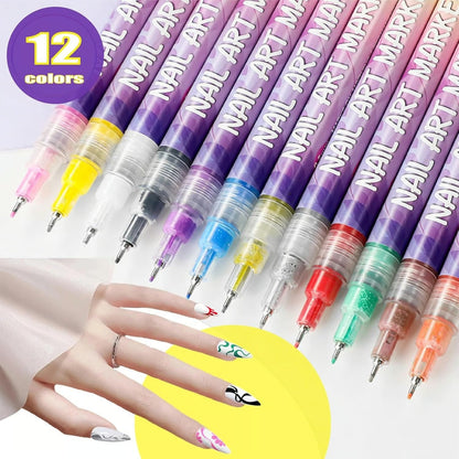 🎨12 Colors Nail Art Pens Set
