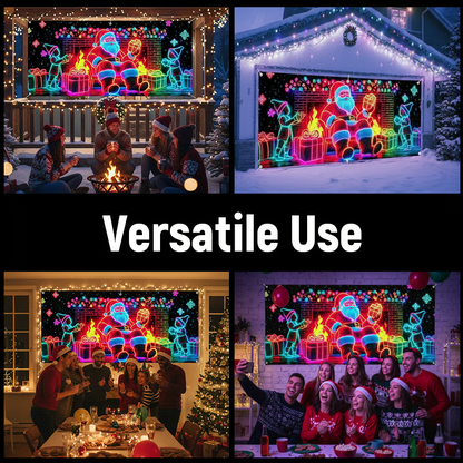 Christmas Neon Garage Door Cover Banner Decorative