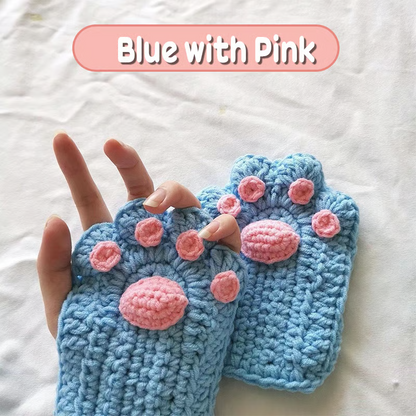 🐾Hand-Crocheted Cat Paw Mittens