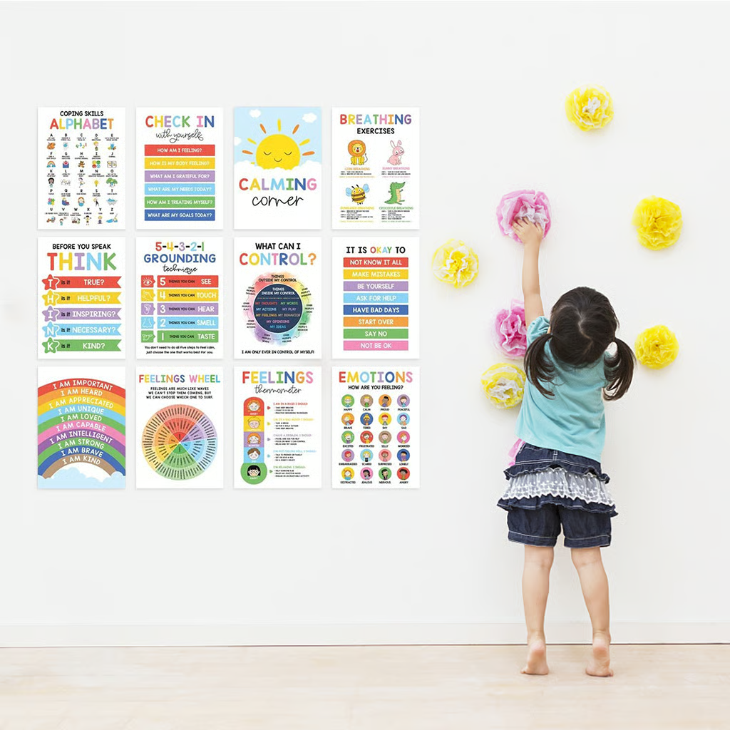 12Pcs Calming Corner Posters✨ – Soothe Emotions & Boost Calm!💖📚