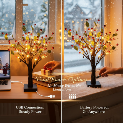 Christmas LED Red Berry Tree Lights