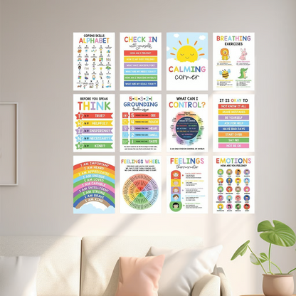 12Pcs Calming Corner Posters✨ – Soothe Emotions & Boost Calm!💖📚