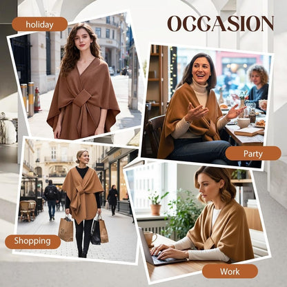 Elegant Wrap Shawl Soft Open Front Poncho Cape