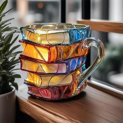 3D Painting Book Stack Glass Mug — Where Literature Meets Art in Your Morning Routine 📚☕