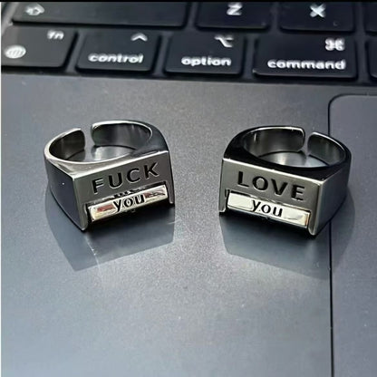 Adjustable FU*K & LOVE Everything Rotatable Mood Control Ring