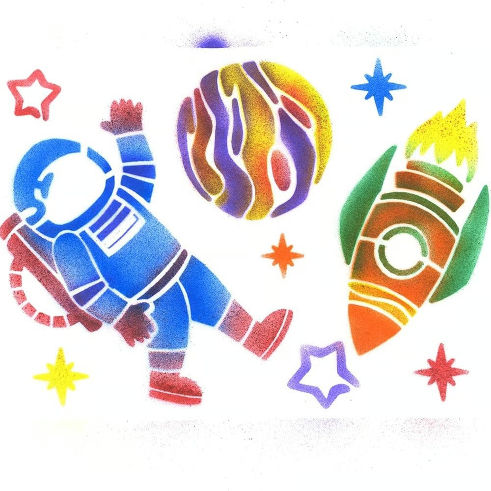 🎁Last Day Promotion 49% OFF🔥Marker Airbrush Spray DIY Craft Art Kit For Kids With 8 Washable Markers & 5 Stencils