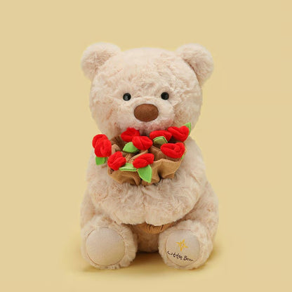 🌹Perfect Gift for Her🌹Cute Teddy Bear Plush Toy with Red Rose