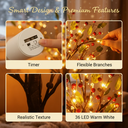 Christmas LED Red Berry Tree Lights