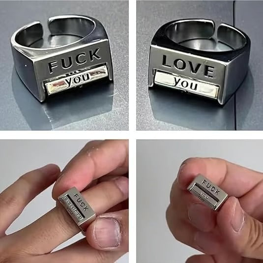 Adjustable FU*K & LOVE Everything Rotatable Mood Control Ring