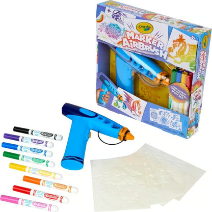 🎁Last Day Promotion 49% OFF🔥Marker Airbrush Spray DIY Craft Art Kit For Kids With 8 Washable Markers & 5 Stencils