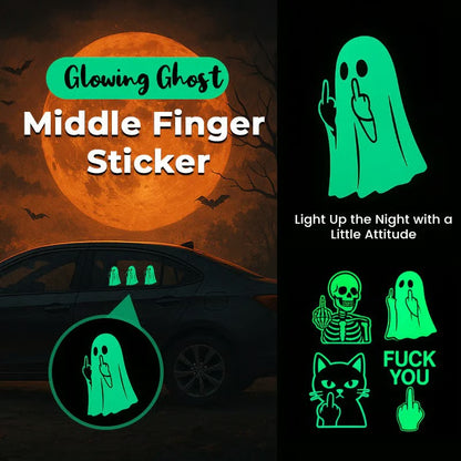 Glowing Ghost Middle Finger Sticker