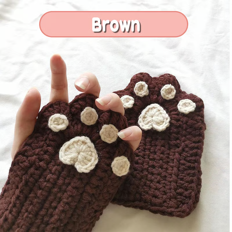🐾Hand-Crocheted Cat Paw Mittens