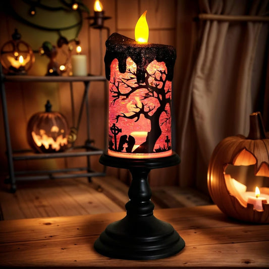 Halloween Snow Globe Flameless Candles Lamp
