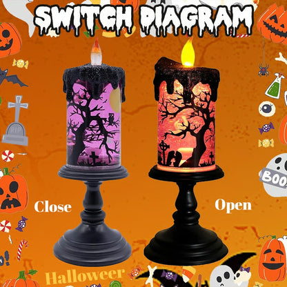 Halloween Snow Globe Flameless Candles Lamp