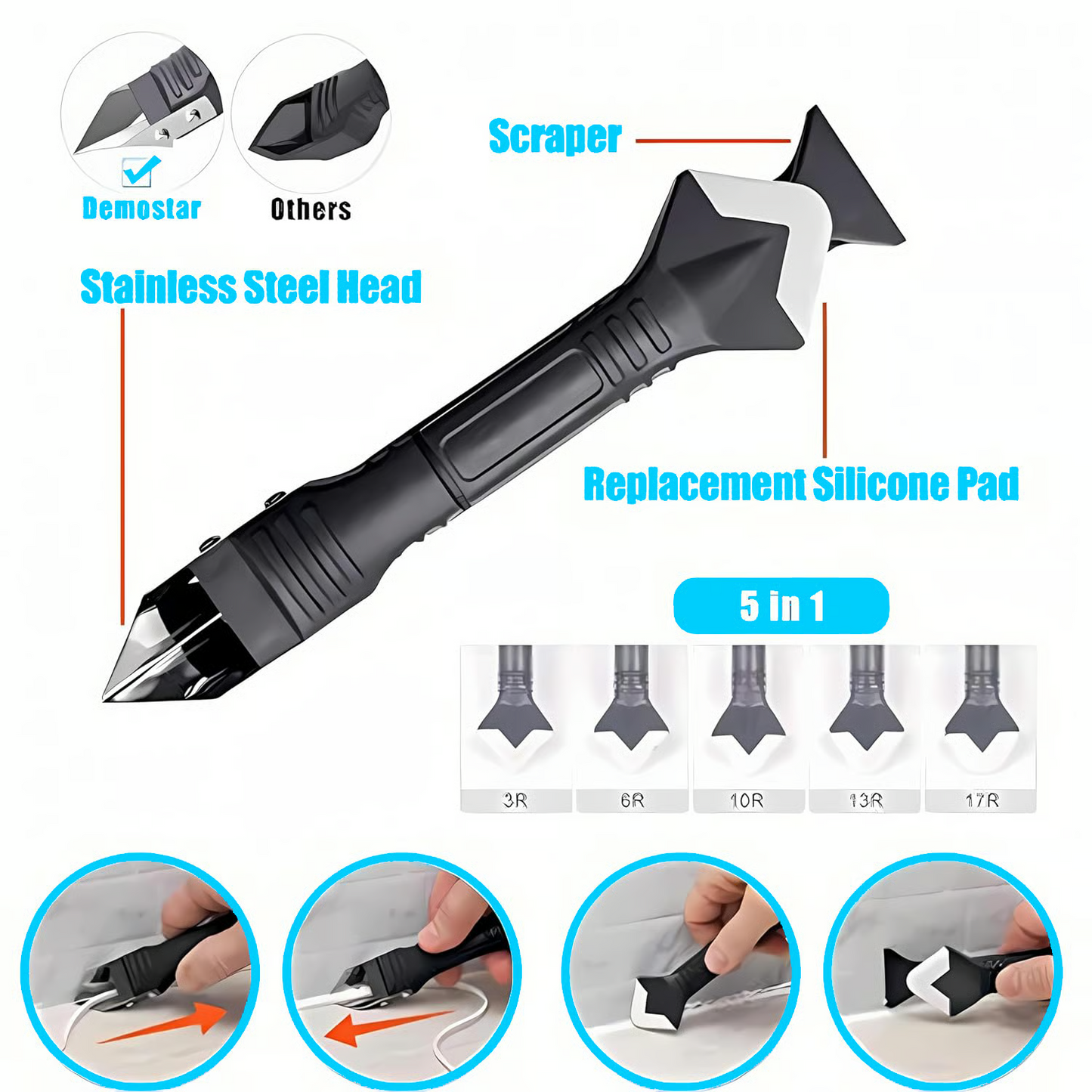 Silicone Caulking Tools 3 in 1 Grout Removal Tool